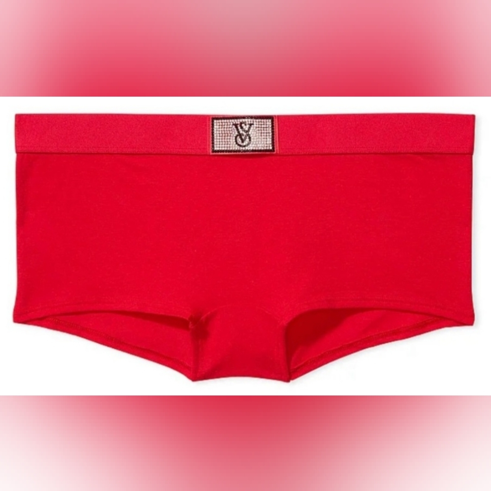 XXL Victoria's Secret Shine Patch Cotton Boyshort Panty Red